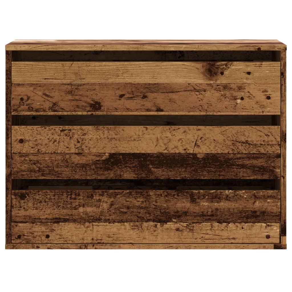 Cómoda com 3 Gavetas - 80x41x58 cm - derivados de madeira - madeira velha