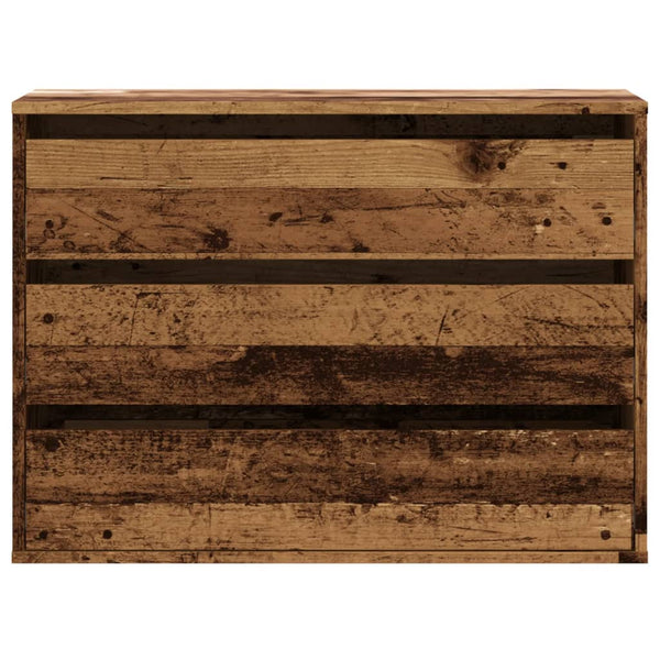 Cómoda com 3 Gavetas - 80x41x58 cm - derivados de madeira - madeira velha