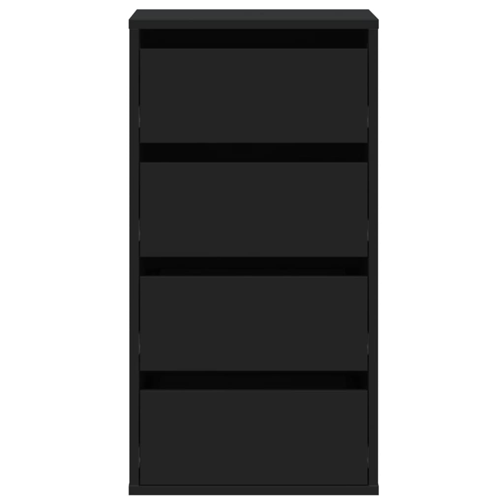 Cómoda com 4 Gavetas - 40x41x76 cm - derivados de madeira - preto