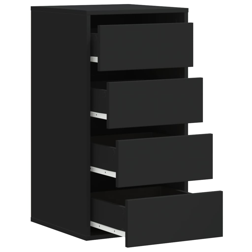 Cómoda com 4 Gavetas - 40x41x76 cm - derivados de madeira - preto