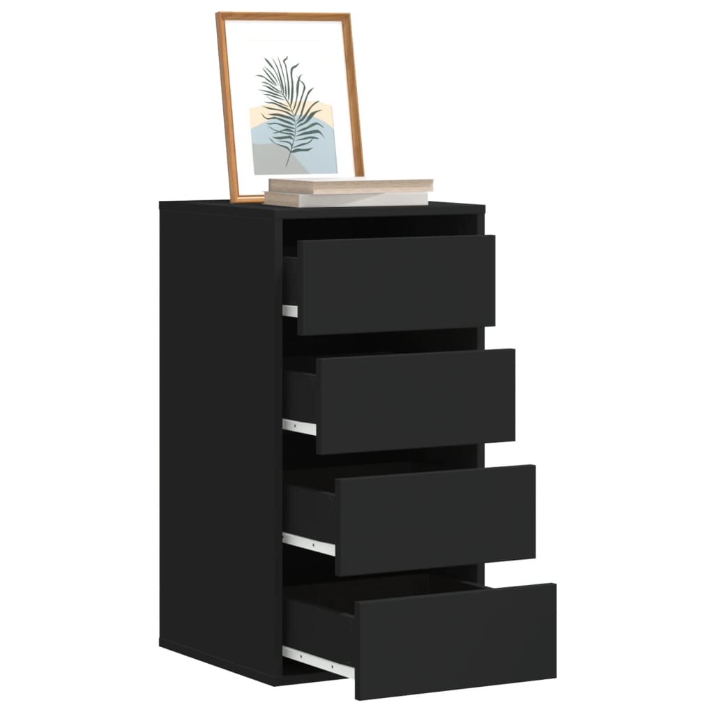 Cómoda com 4 Gavetas - 40x41x76 cm - derivados de madeira - preto