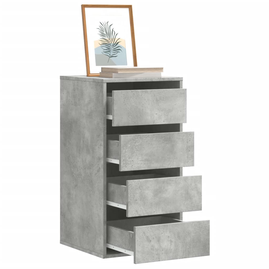 Cómoda com 4 Gavetas - 40x41x76 cm - derivados de madeira - cinzento cimento