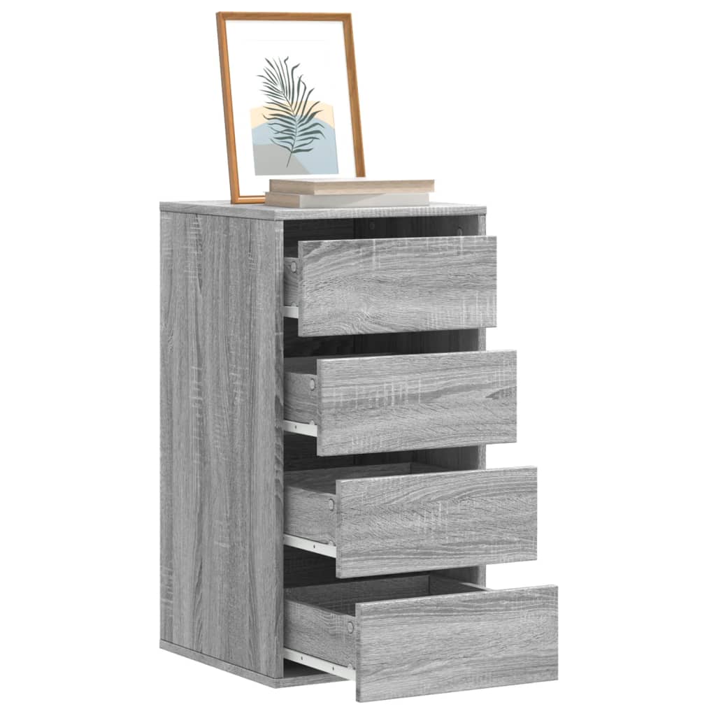 Cómoda com  4 Gavetas - 40x41x76 cm - derivados de madeira - cinzento sonoma