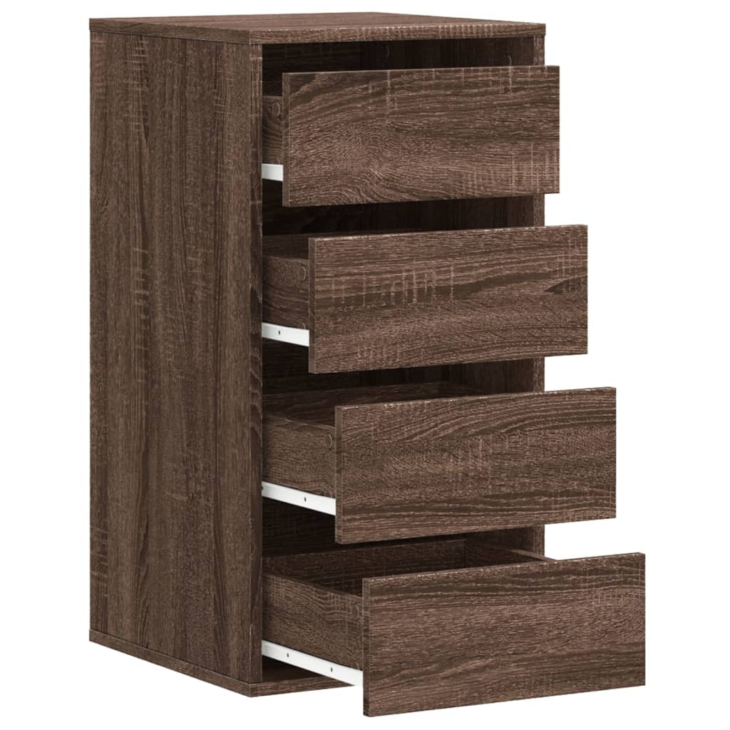 Cómoda com 4 Gavetas - 40x41x76 cm - derivados de madeira - carvalho castanho