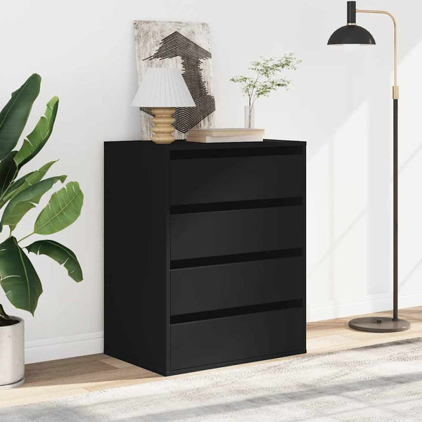 Cómoda com 4 Gavetas - 60x41x76 cm - derivados de madeira - preto