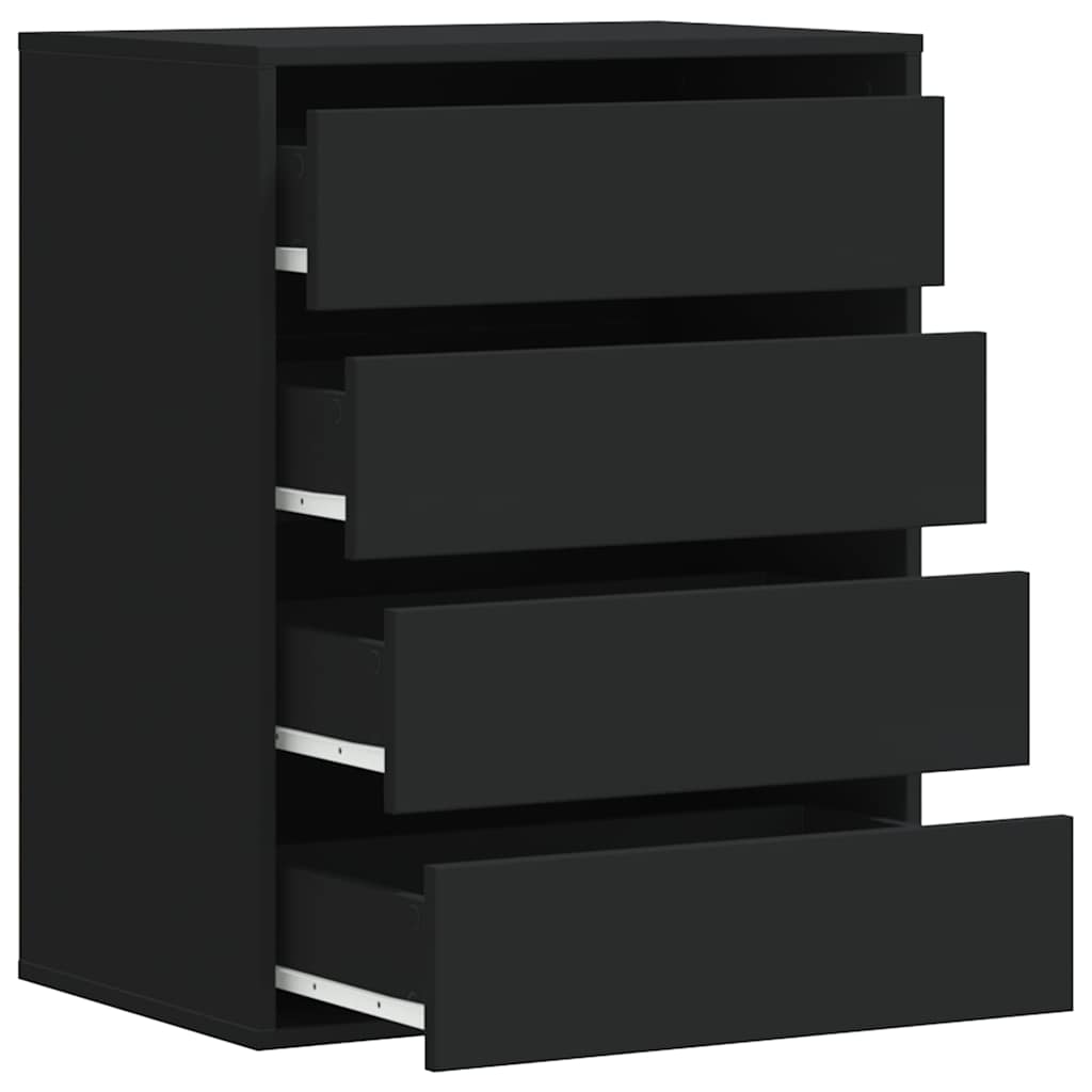Cómoda com 4 Gavetas - 60x41x76 cm - derivados de madeira - preto