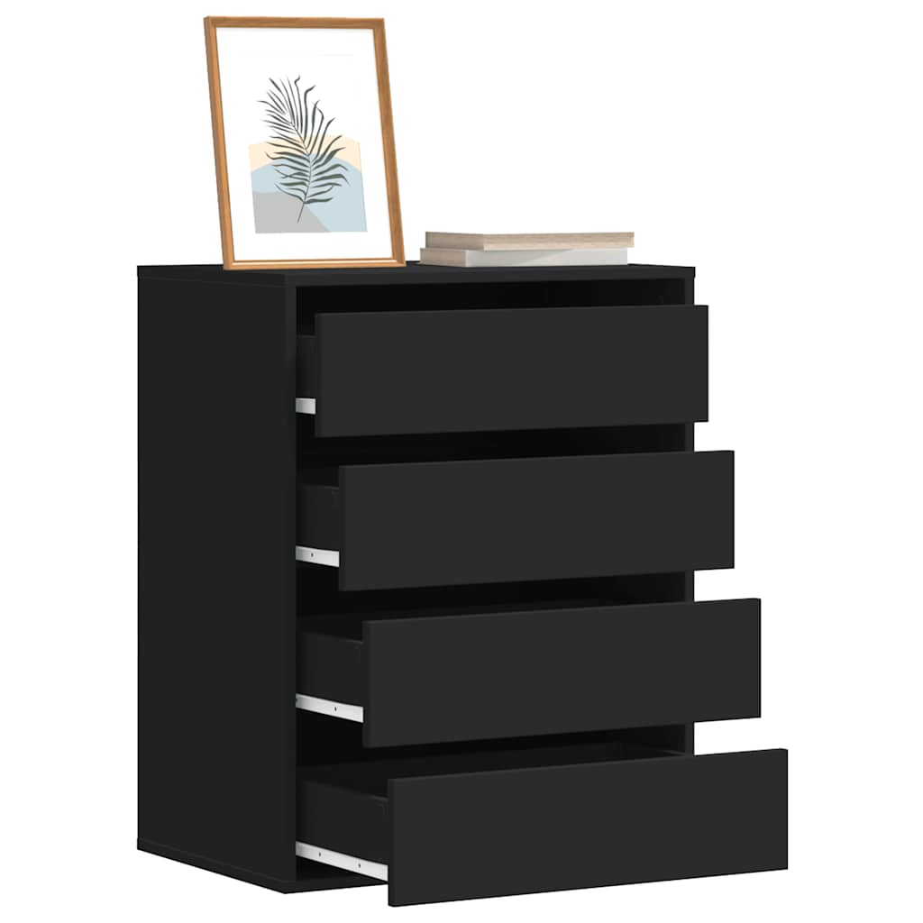Cómoda com 4 Gavetas - 60x41x76 cm - derivados de madeira - preto