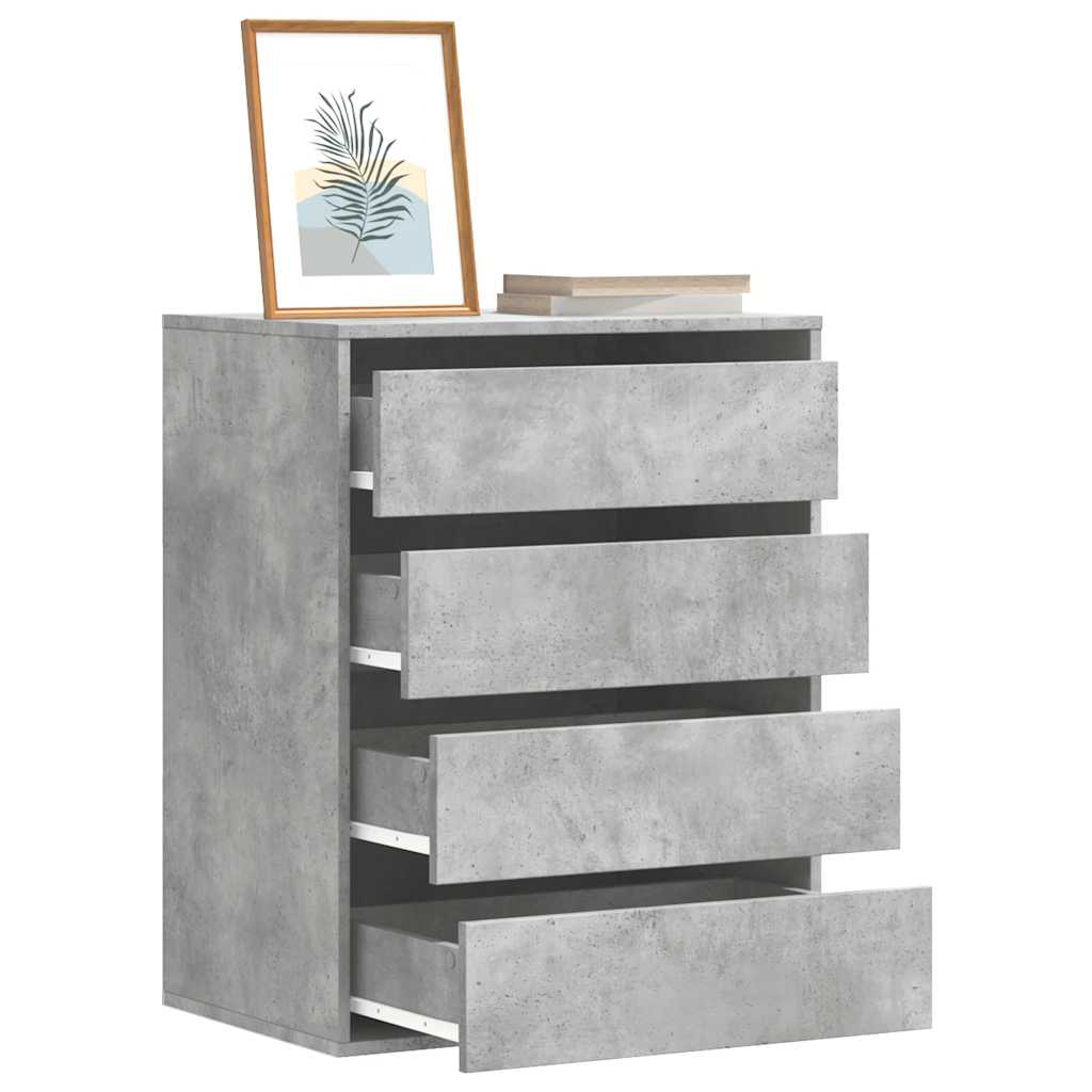 Cómoda com 4 Gavetas - 60x41x76 cm - derivados de madeira - cinzento cimento