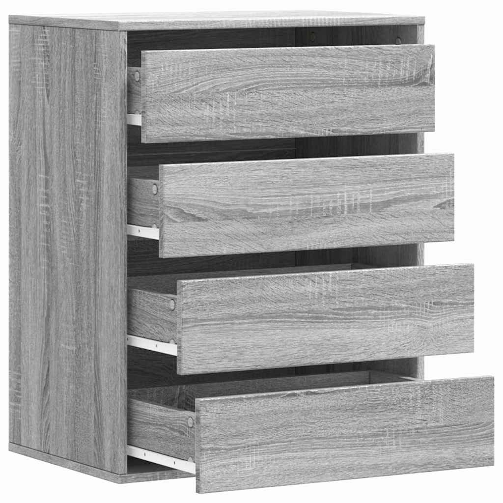 Cómoda com 4 Gavetas - 60x41x76 cm - derivados de madeira - cinzento sonoma