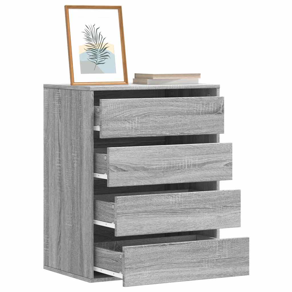 Cómoda com 4 Gavetas - 60x41x76 cm - derivados de madeira - cinzento sonoma