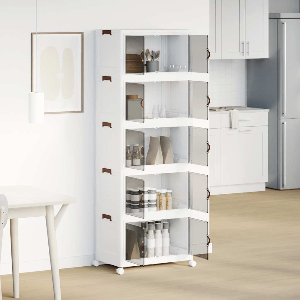 Caixa arrumação empilhável com rodas 5 níveis 75 L 64x40x179 cm