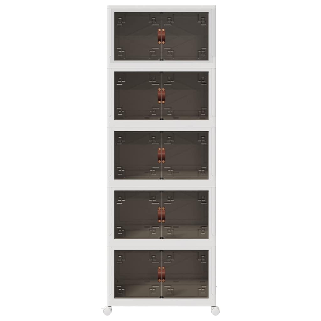 Caixa arrumação empilhável com rodas 5 níveis 75 L 64x40x179 cm