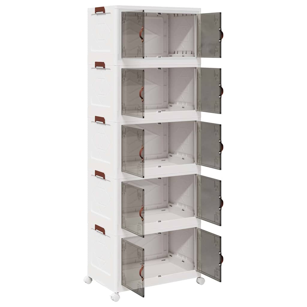 Caixa arrumação empilhável com rodas 5 níveis 75 L 64x40x179 cm