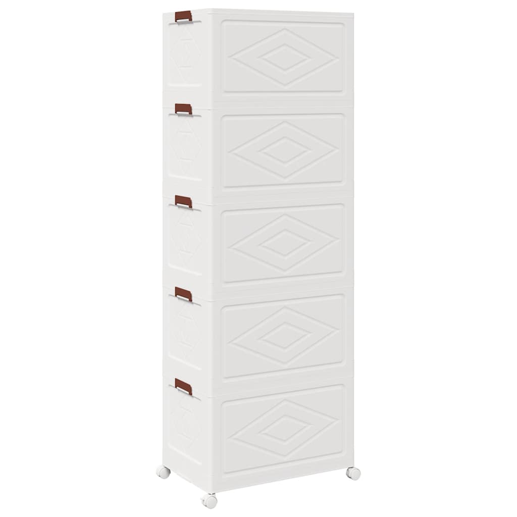 Caixa arrumação empilhável com rodas 5 níveis 75 L 64x40x179 cm