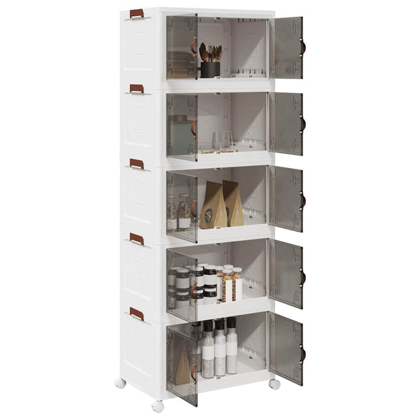 Caixa arrumação empilhável com rodas 5 níveis 75 L 64x40x179 cm