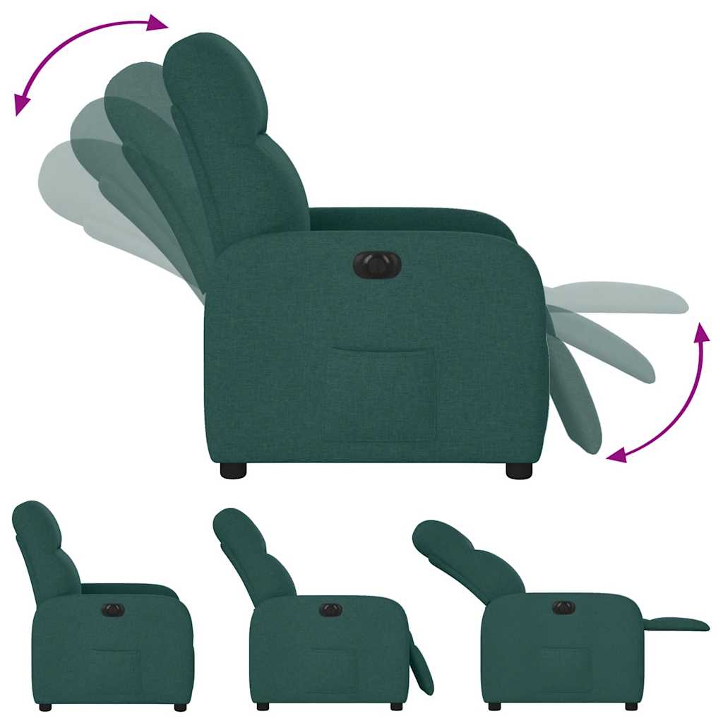 Poltrona elétrica reclinável tecido verde-escuro