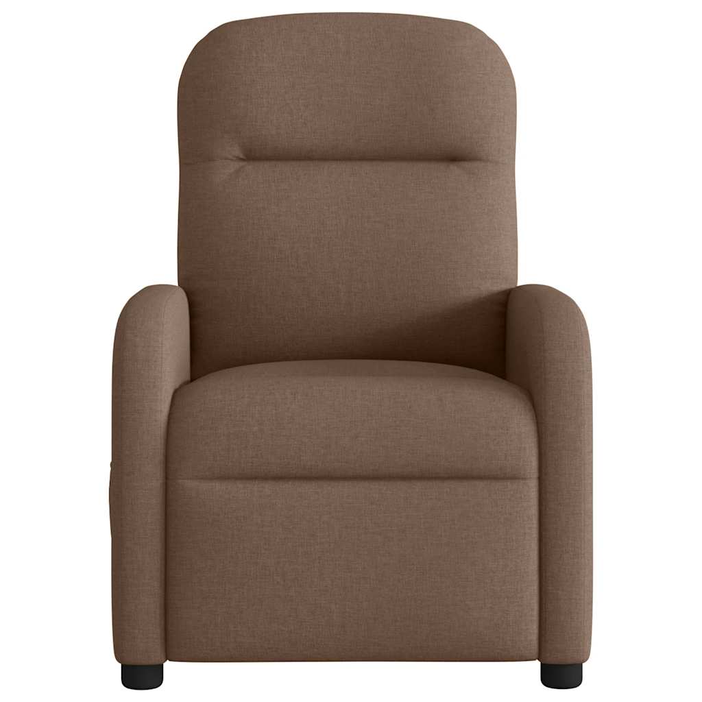 Poltrona de massagens reclinável elétrica tecido castanho