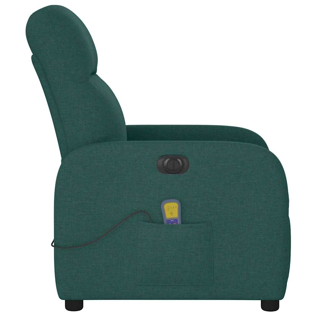 Poltrona reclinável de massagens elétrica tecido verde-escuro