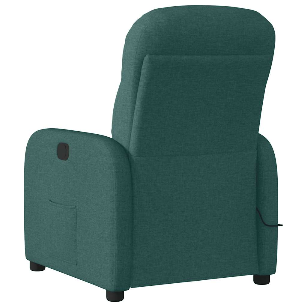Poltrona reclinável de massagens elétrica tecido verde-escuro