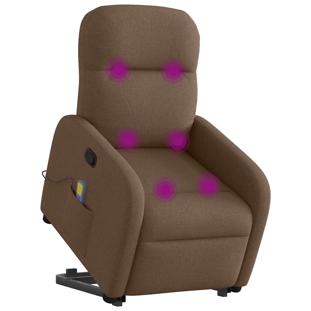 Poltrona reclinável massagens tecido castanho