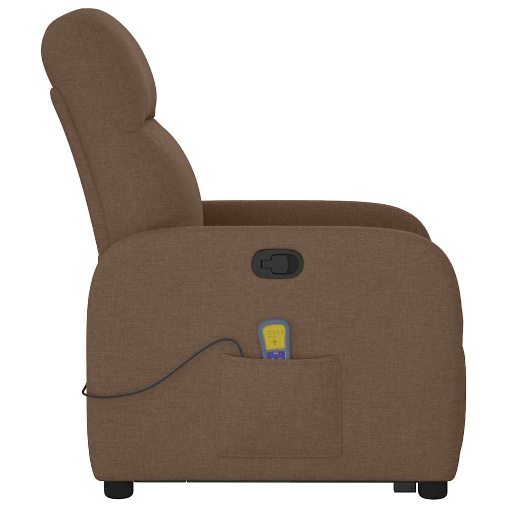Poltrona reclinável massagens tecido castanho
