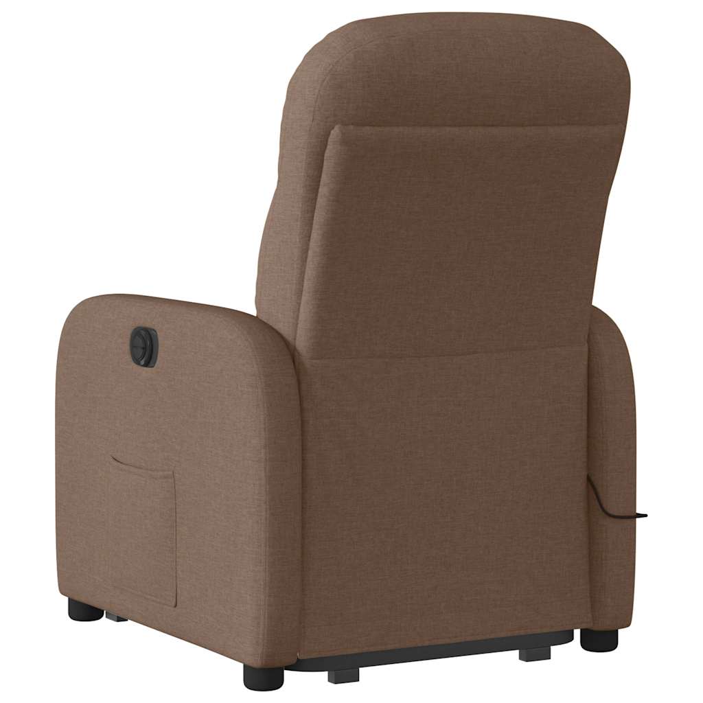 Poltrona reclinável massagens tecido castanho