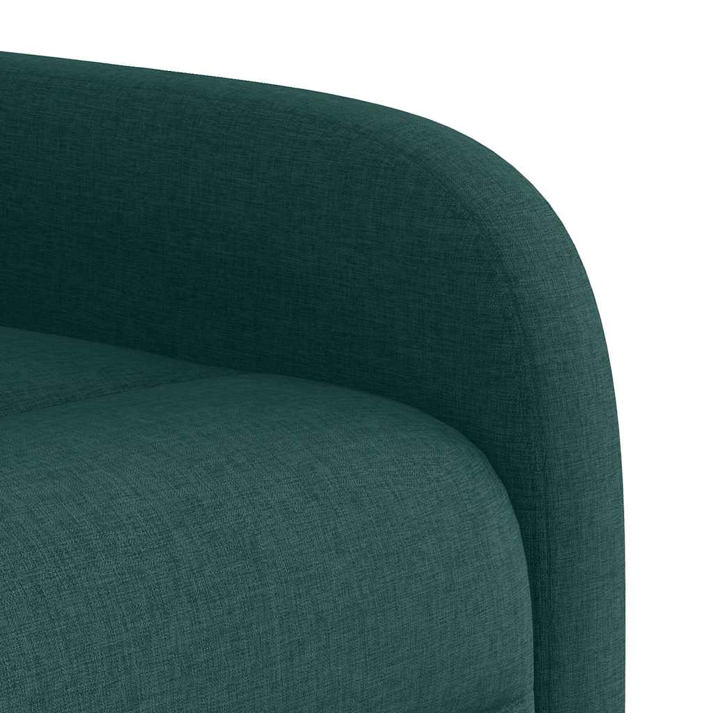 Poltrona reclinável elevatória de massagens tecido verde-escuro