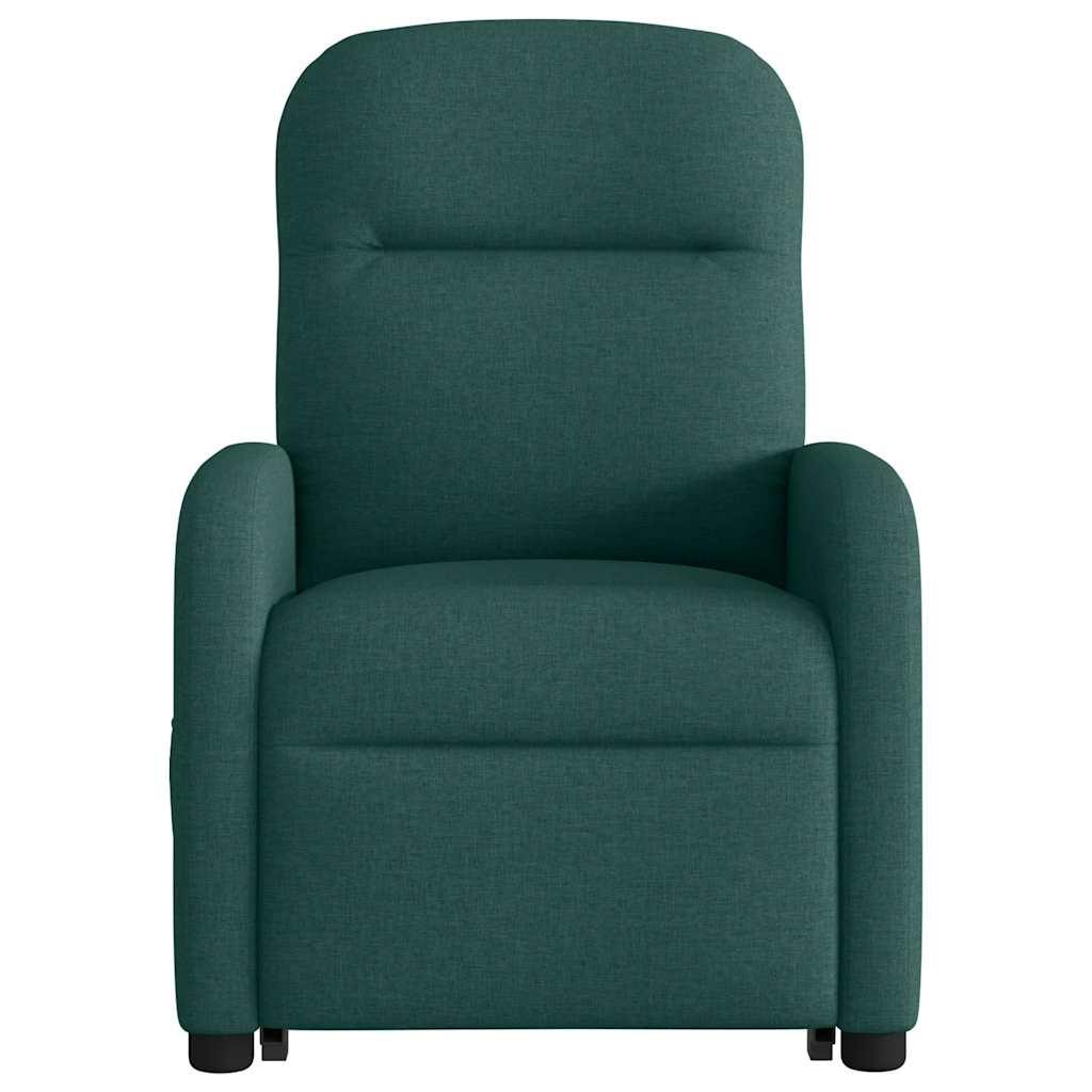 Poltrona reclinável elevatória de massagens tecido verde-escuro