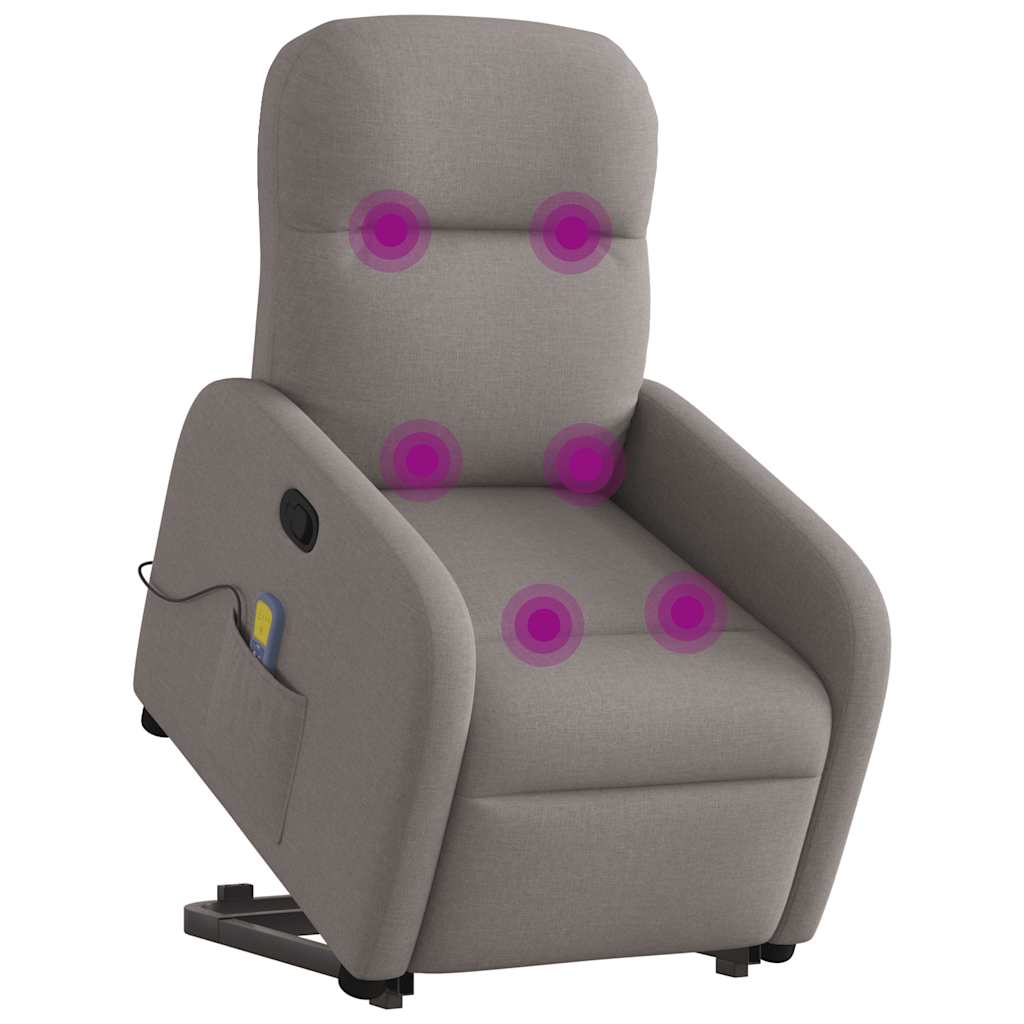 Poltrona elevatória de massagens tecido cinzento-acastanhado