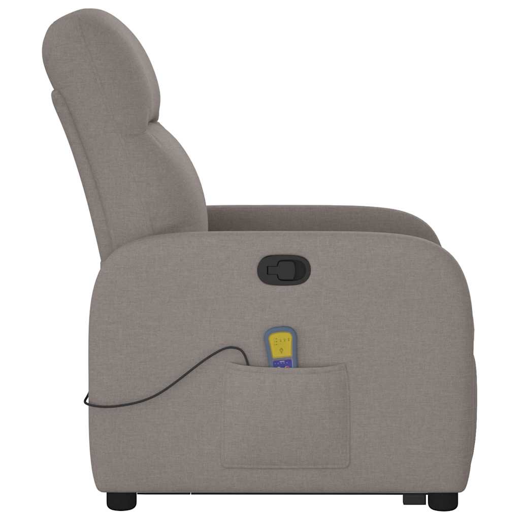 Poltrona elevatória de massagens tecido cinzento-acastanhado