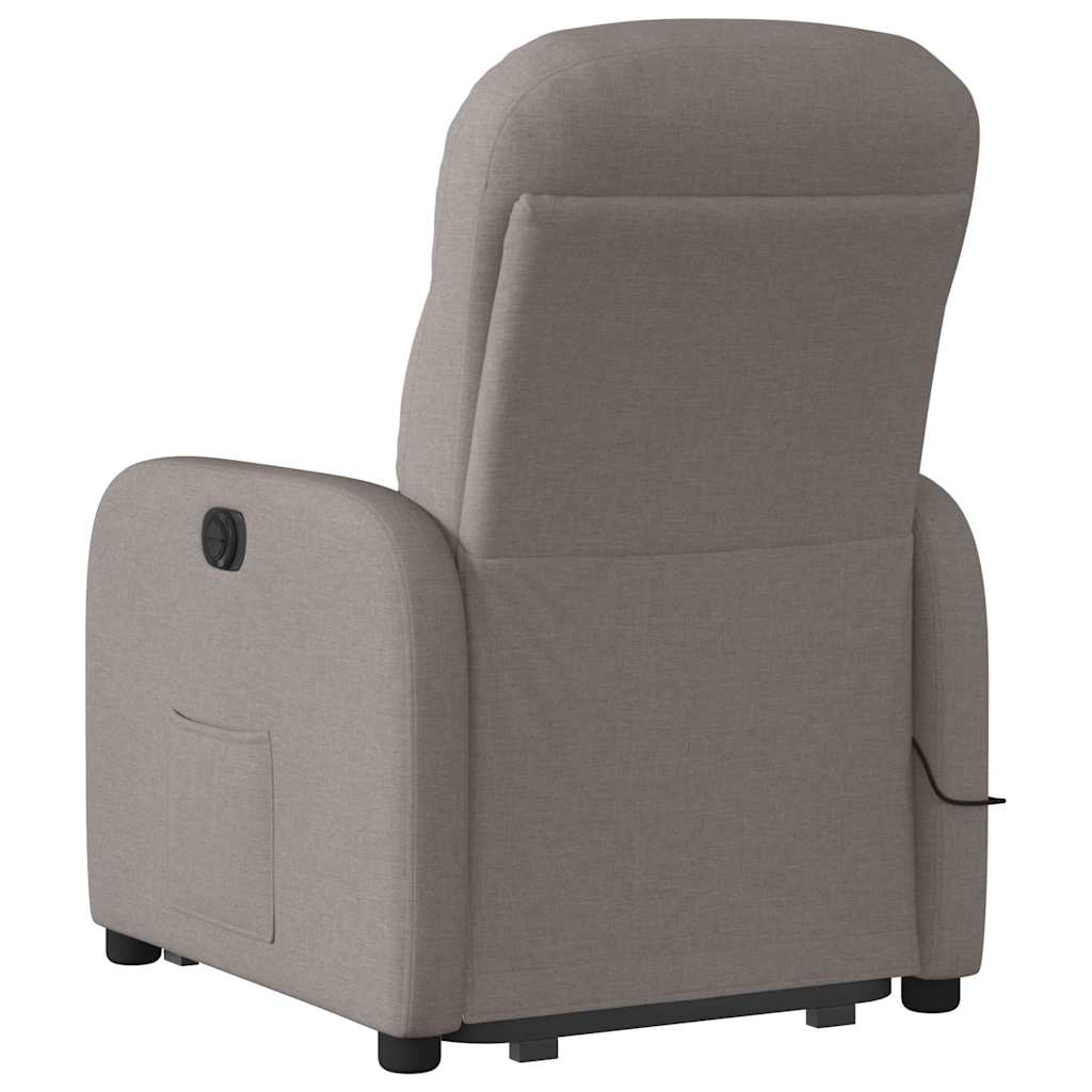 Poltrona elevatória de massagens tecido cinzento-acastanhado