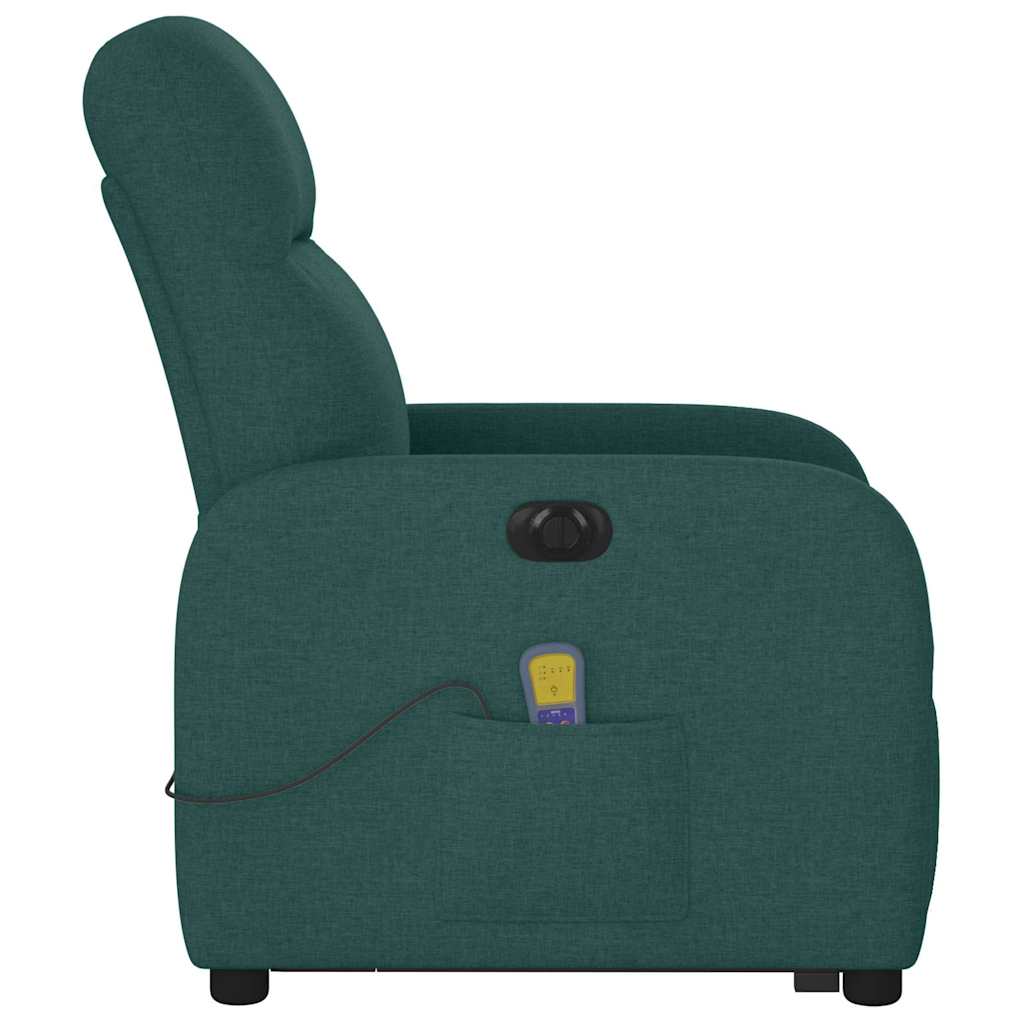 Poltrona elétrica elevatória massagens tecido verde-escuro