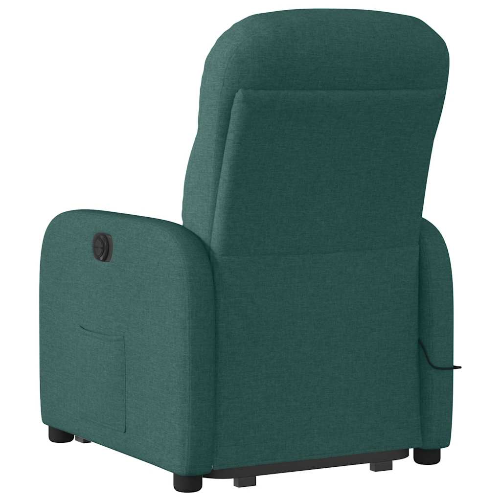 Poltrona elétrica elevatória massagens tecido verde-escuro