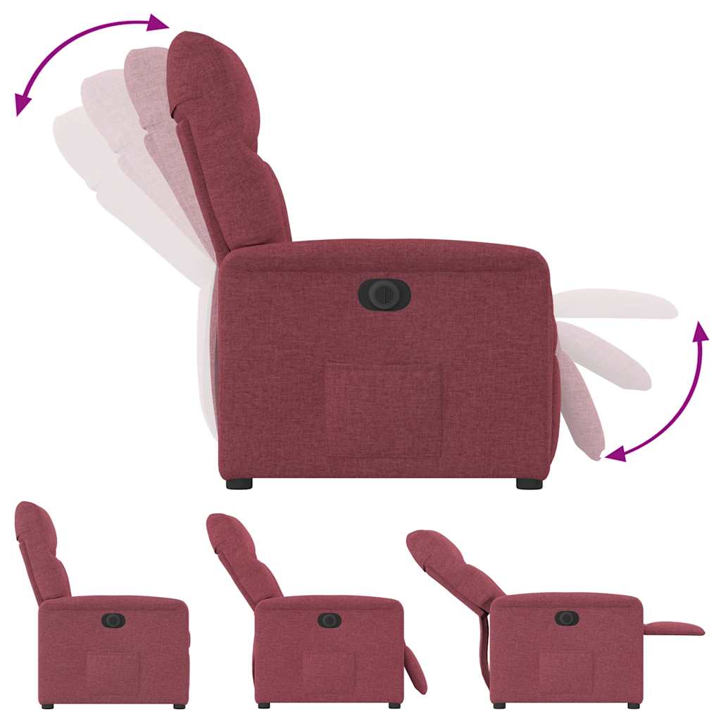 Poltrona elétrica reclinável tecido vermelho tinto