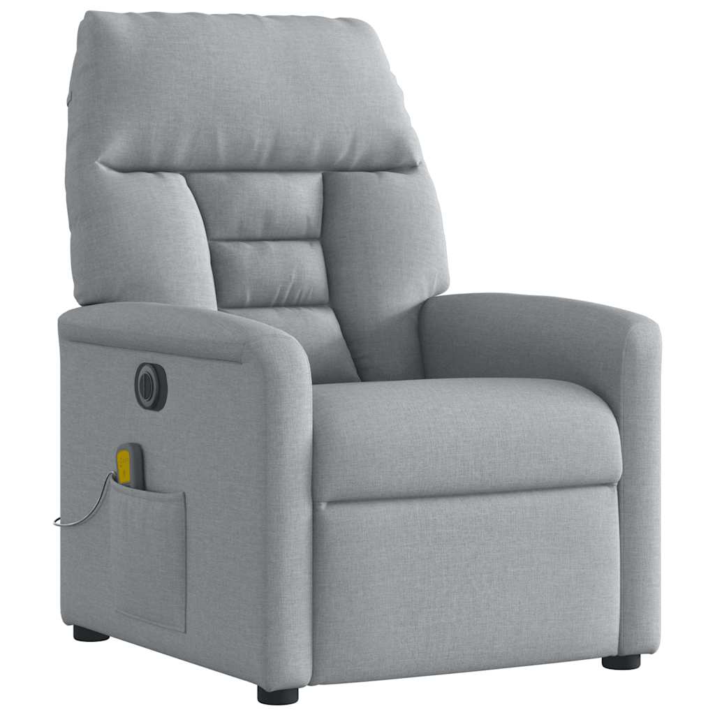 Poltrona de massagens reclinável elétrica tecido cinzento-claro