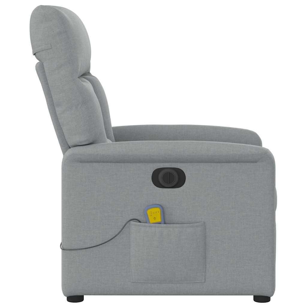Poltrona de massagens reclinável elétrica tecido cinzento-claro
