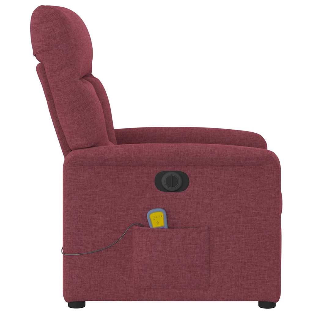 Poltrona reclinável de massagens elétrica tecido vermelho tinto