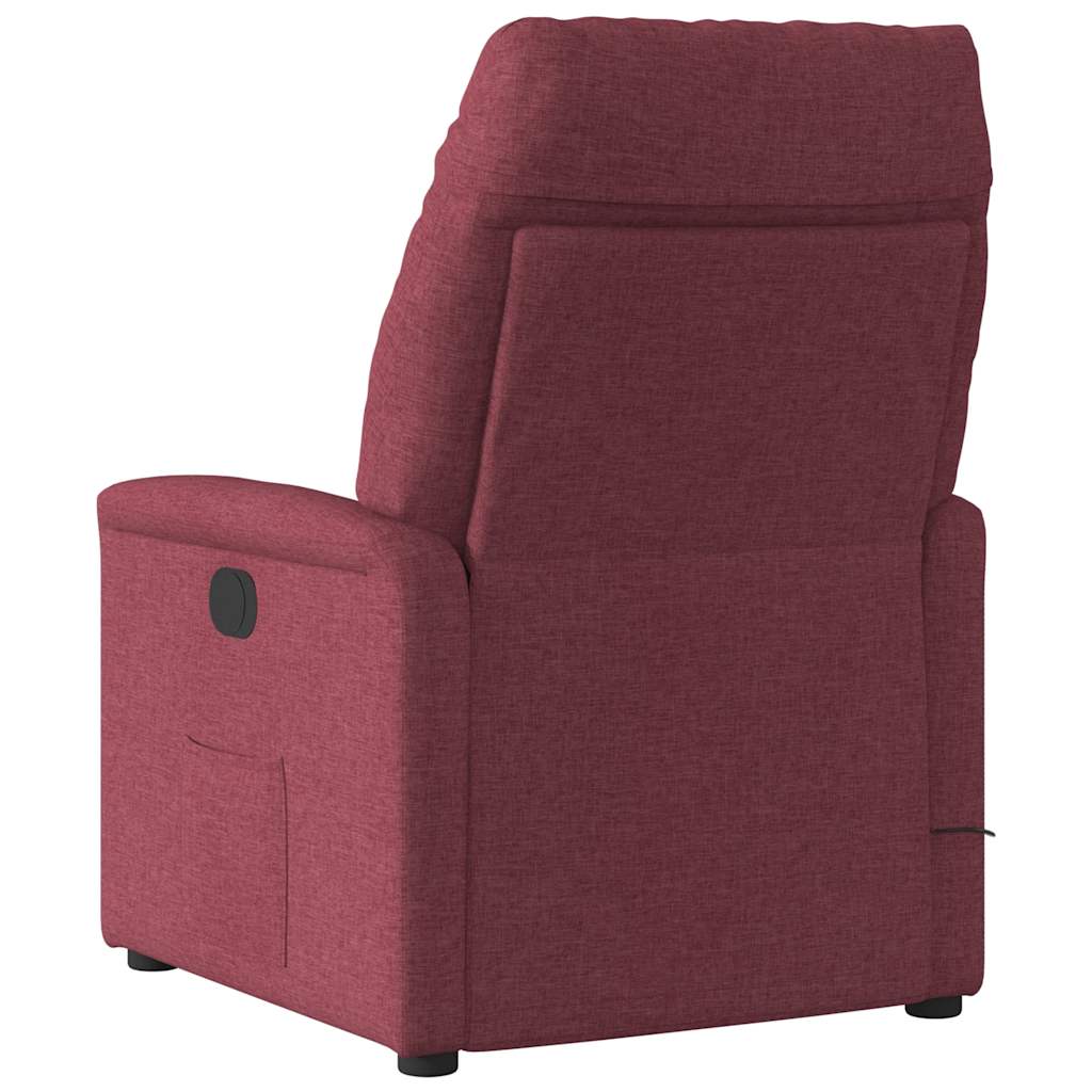 Poltrona reclinável de massagens elétrica tecido vermelho tinto