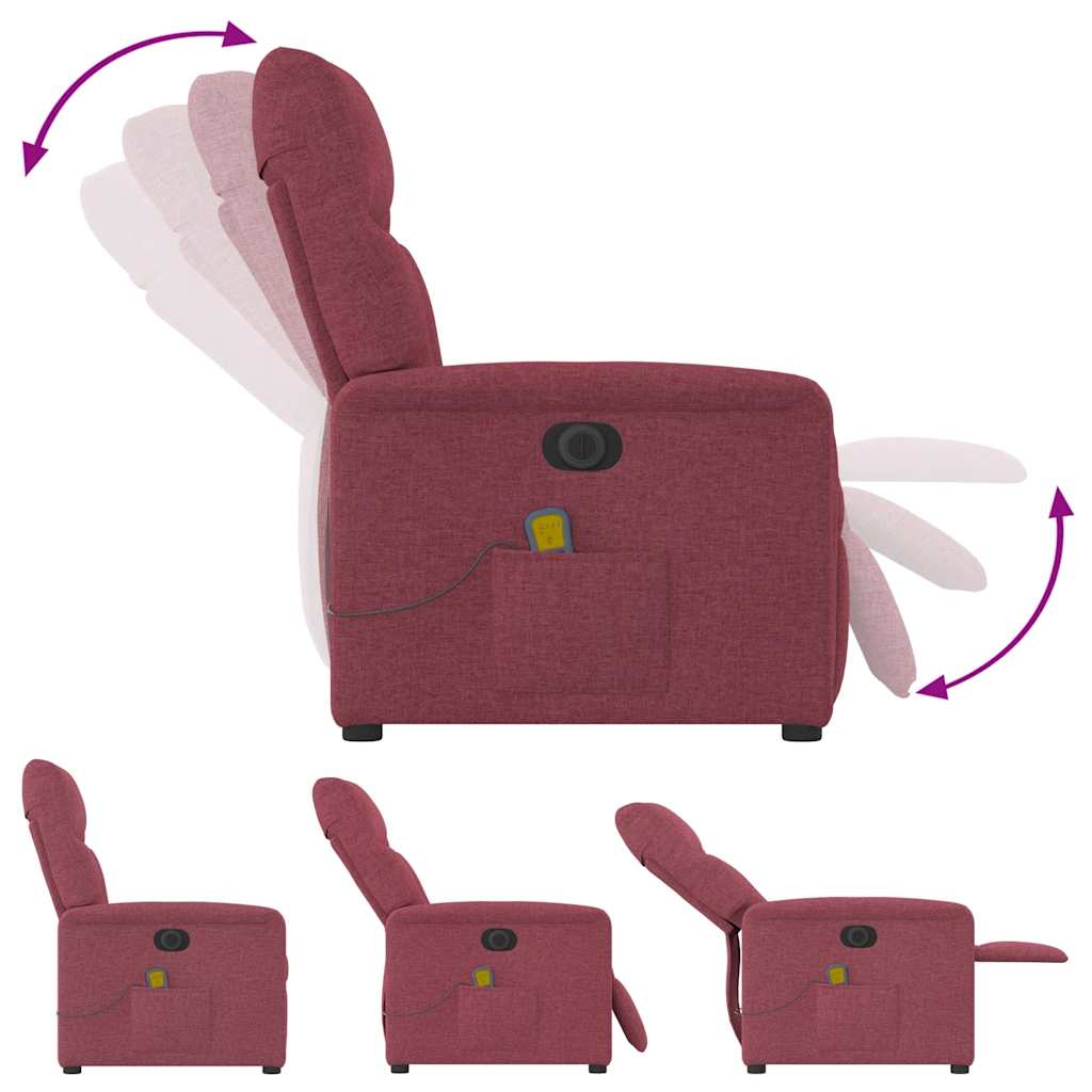 Poltrona reclinável de massagens elétrica tecido vermelho tinto