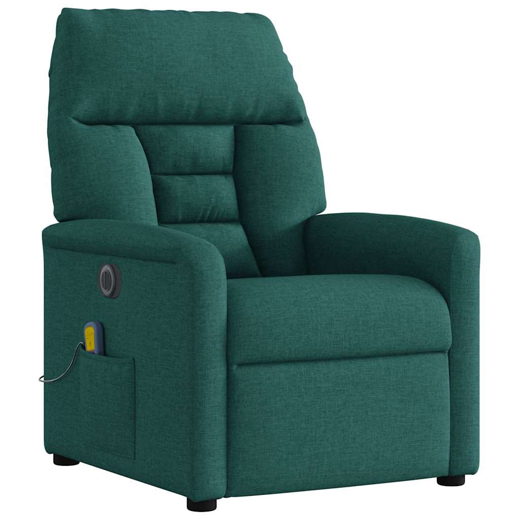Poltrona reclinável de massagens elétrica tecido verde-escuro