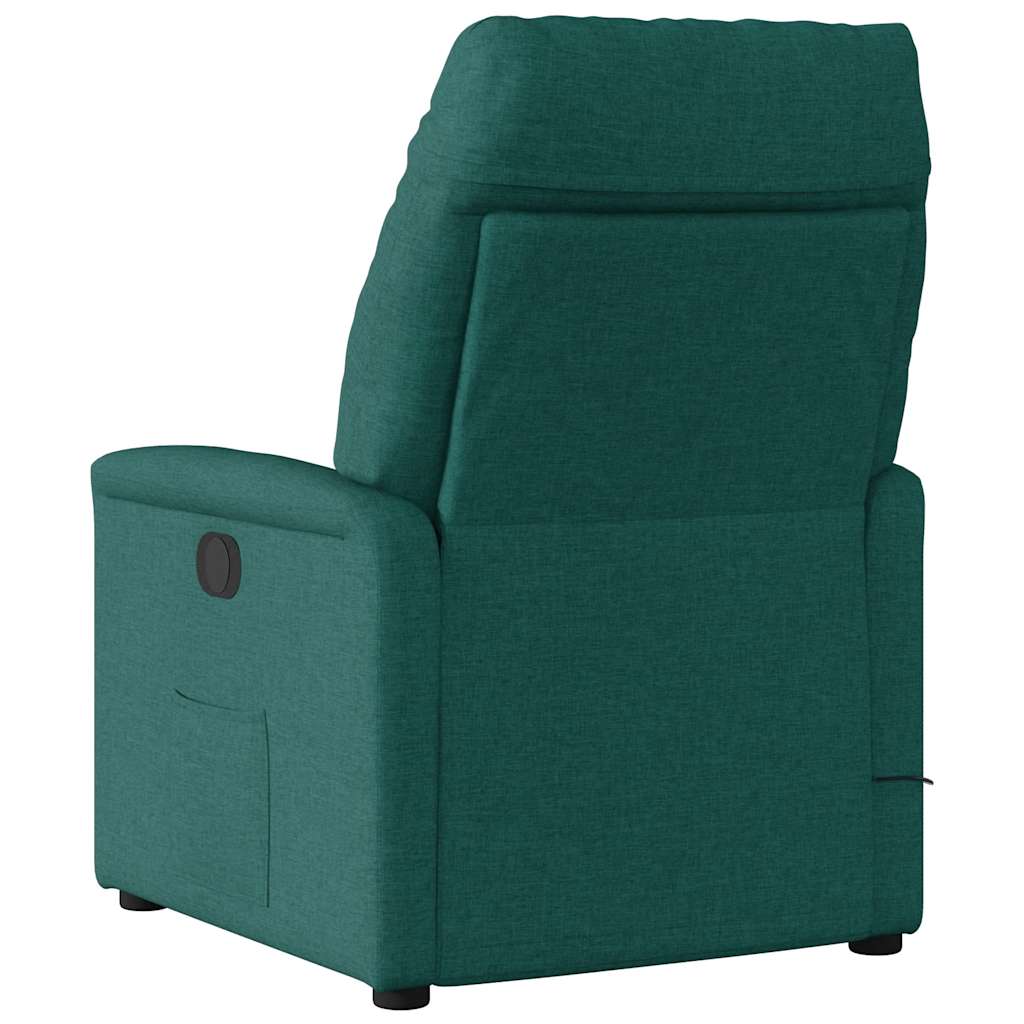 Poltrona reclinável de massagens elétrica tecido verde-escuro