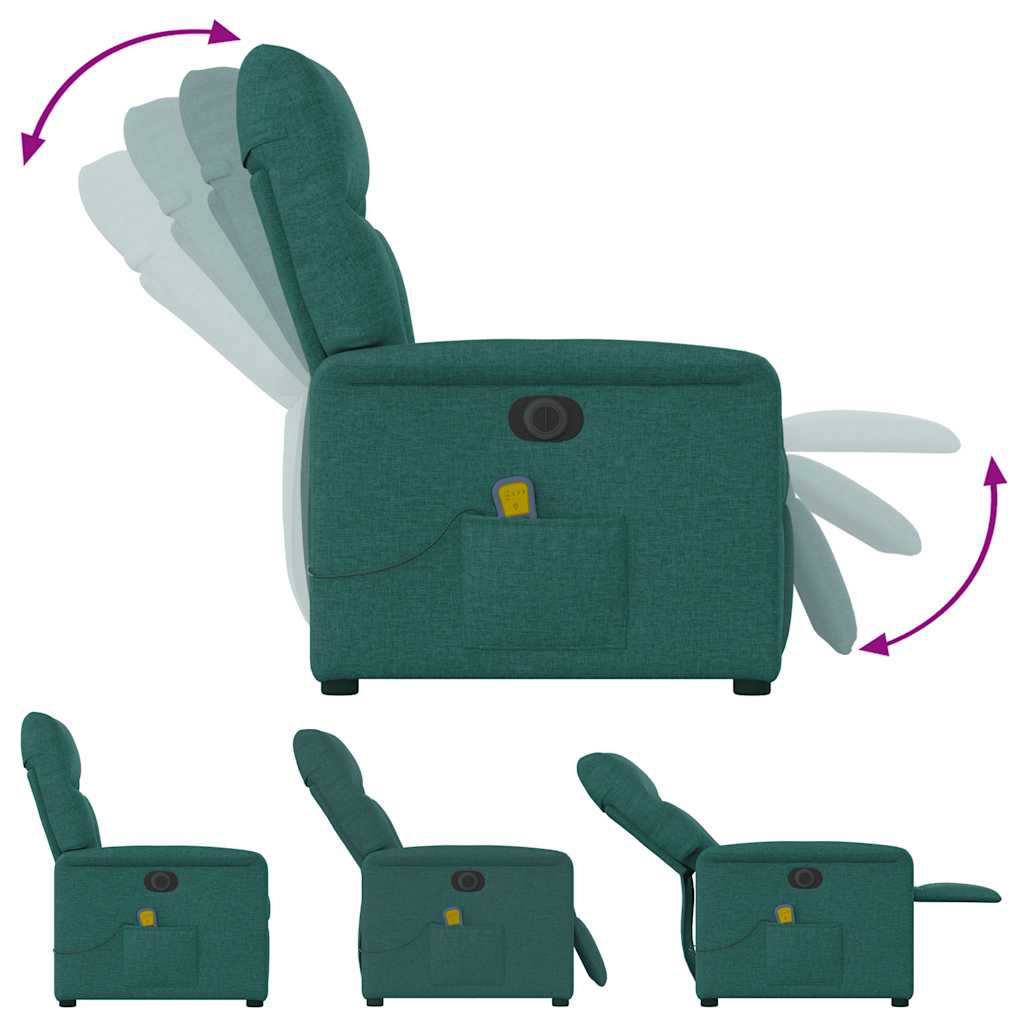 Poltrona reclinável de massagens elétrica tecido verde-escuro