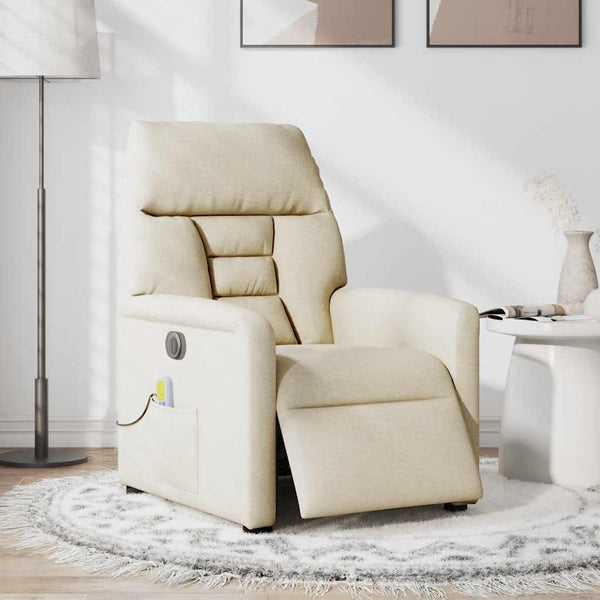 Poltrona de massagens reclinável elétrica tecido creme
