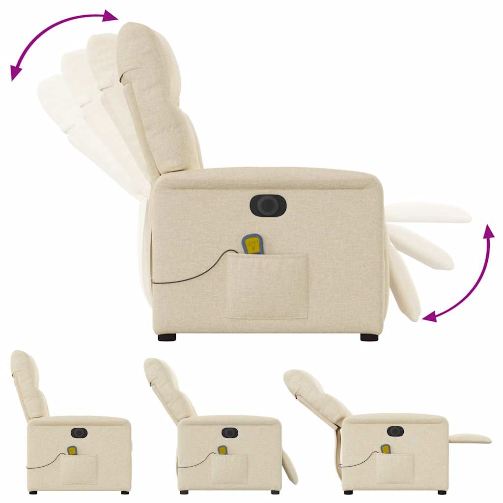 Poltrona de massagens reclinável elétrica tecido creme