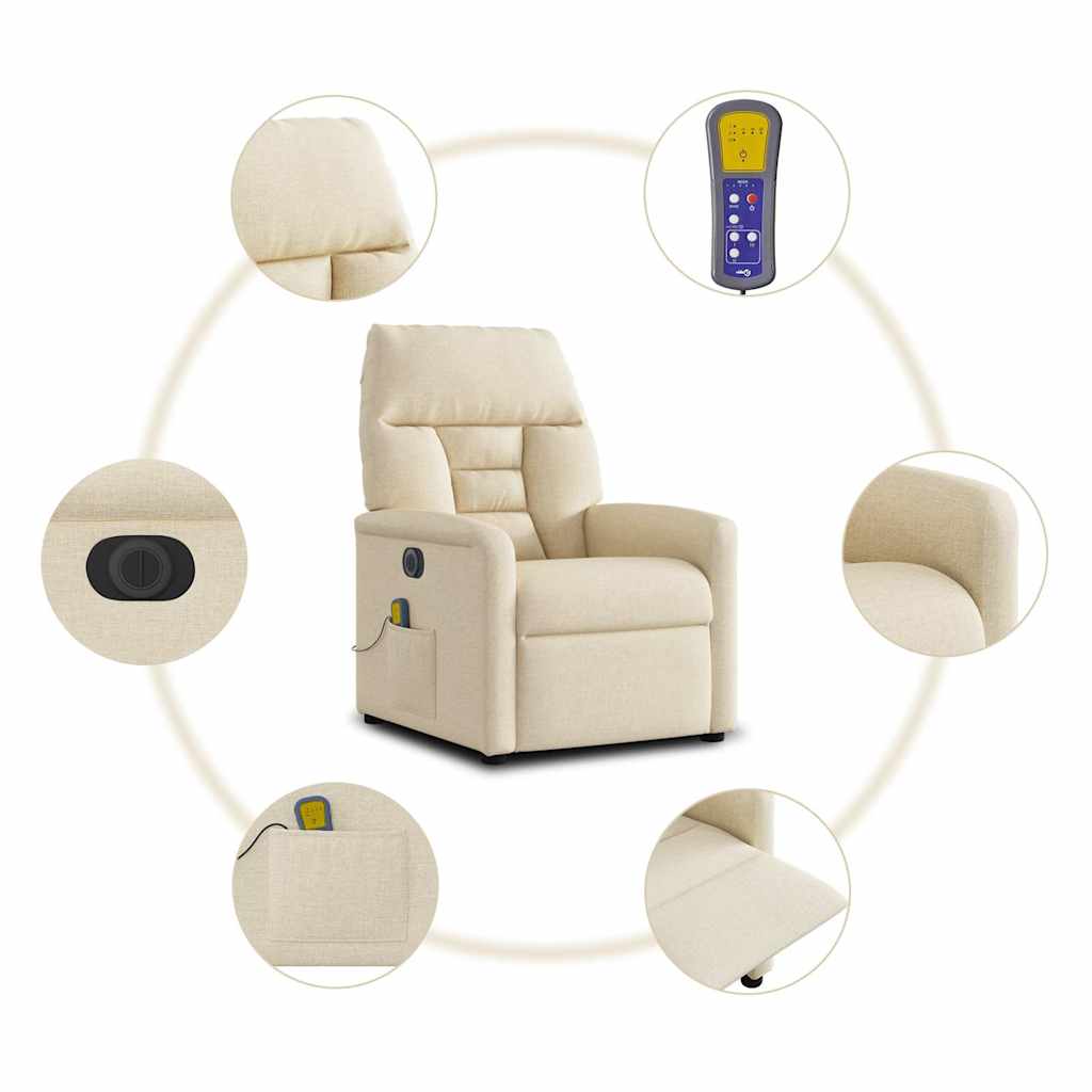 Poltrona de massagens reclinável elétrica tecido creme