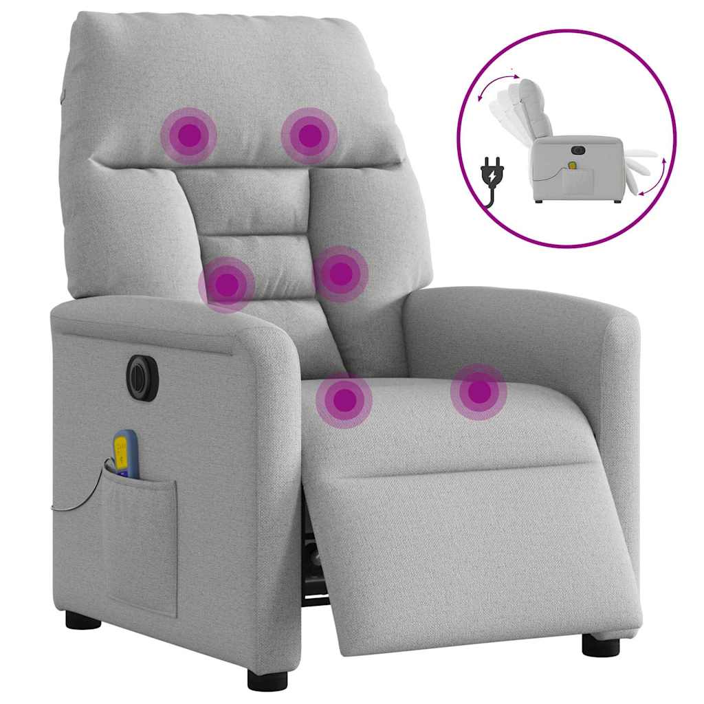 Poltrona massagens reclinável elétrica tecido cinzento-nublado