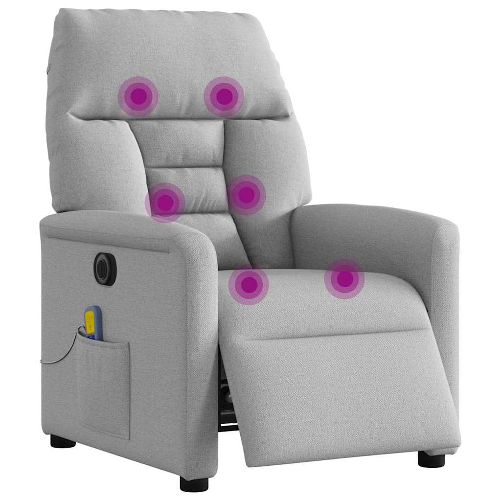Poltrona massagens reclinável elétrica tecido cinzento-nublado
