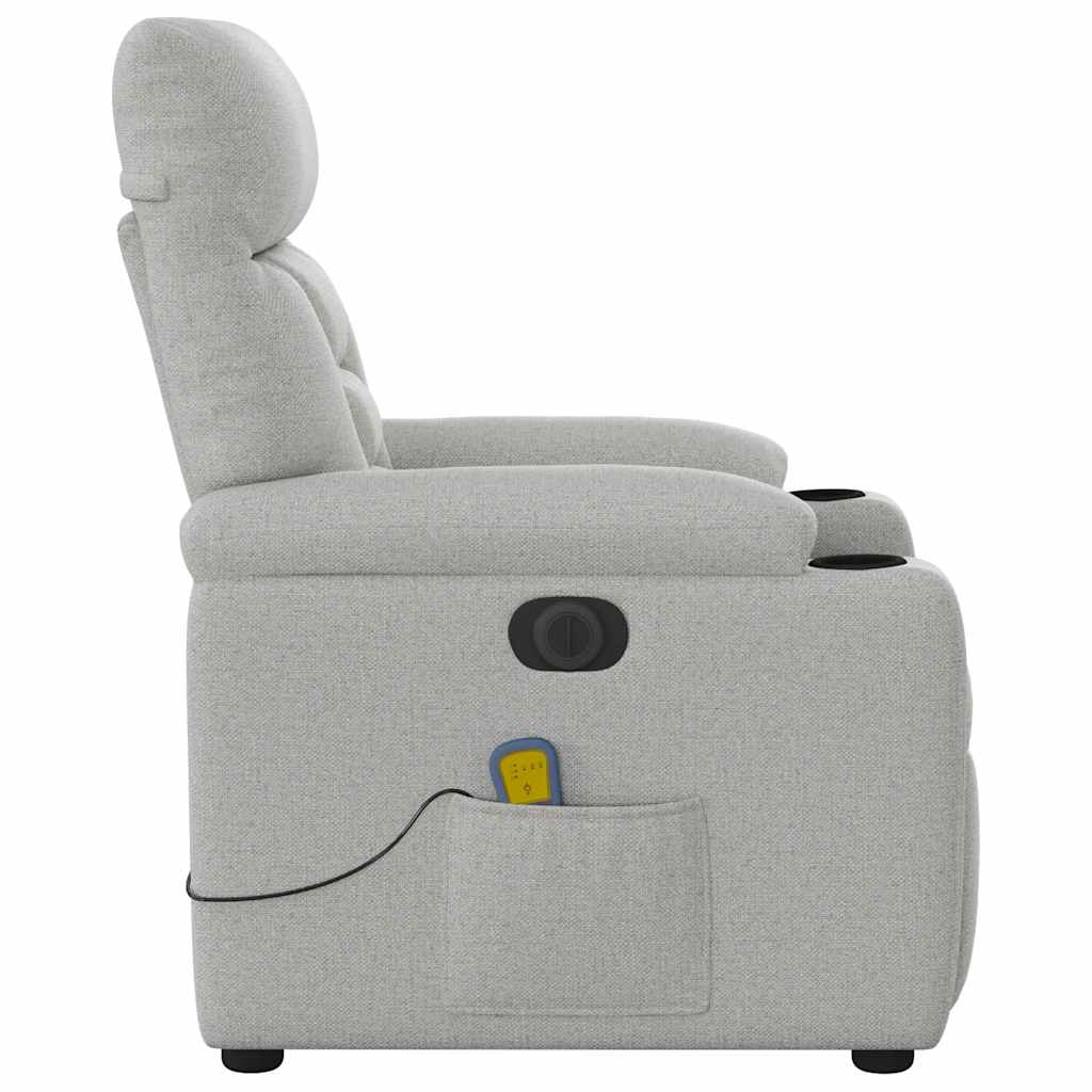 Poltrona massagens reclinável elétrica tecido cinzento-nublado