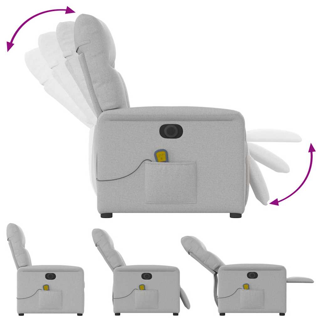 Poltrona massagens reclinável elétrica tecido cinzento-nublado