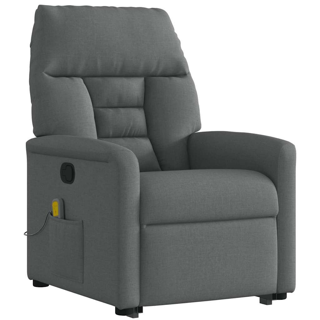 Poltrona elevatória de massagens tecido cinzento-escuro